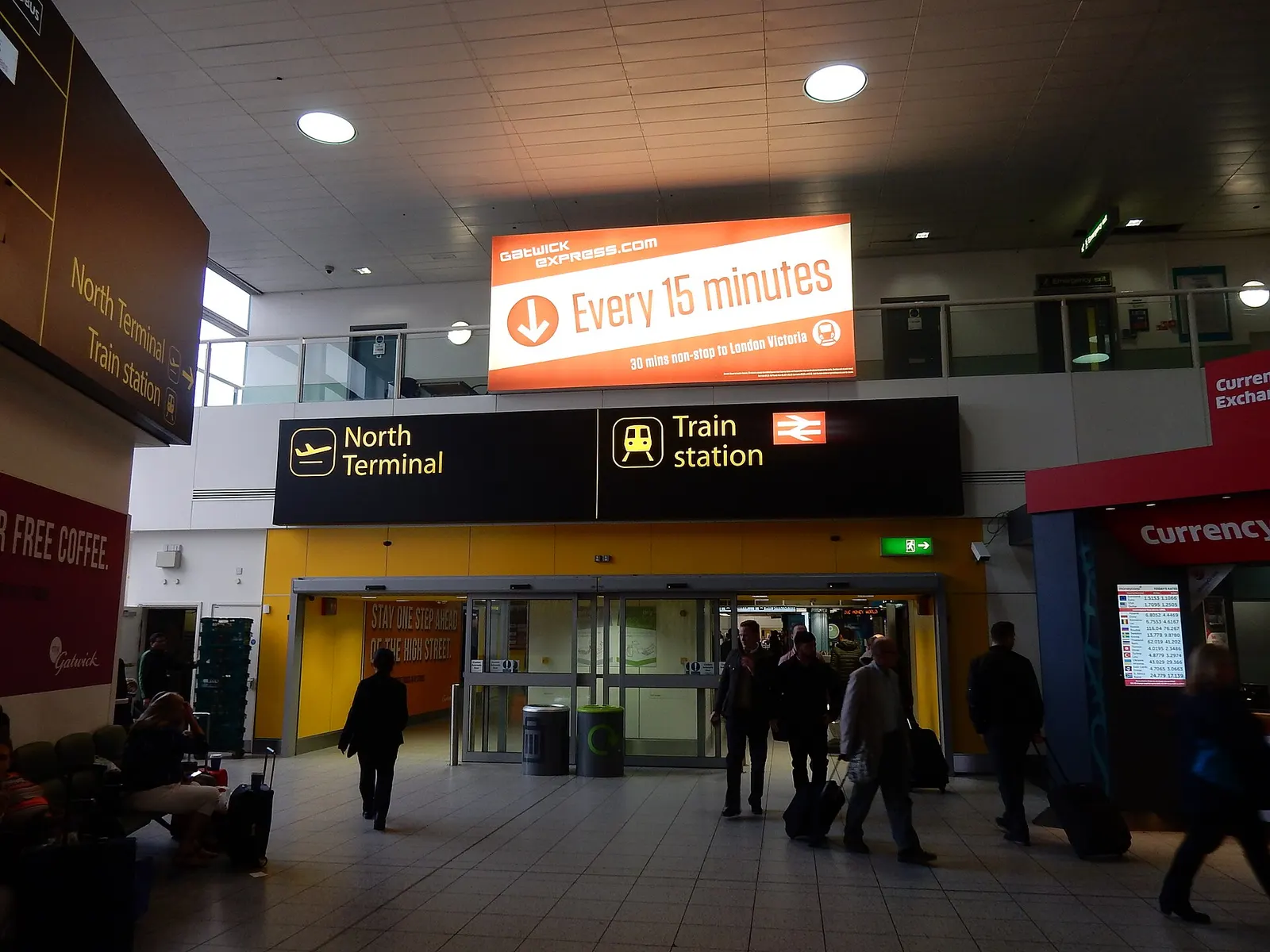 Gatwick Airport station entrance from South Terminal, in 2016