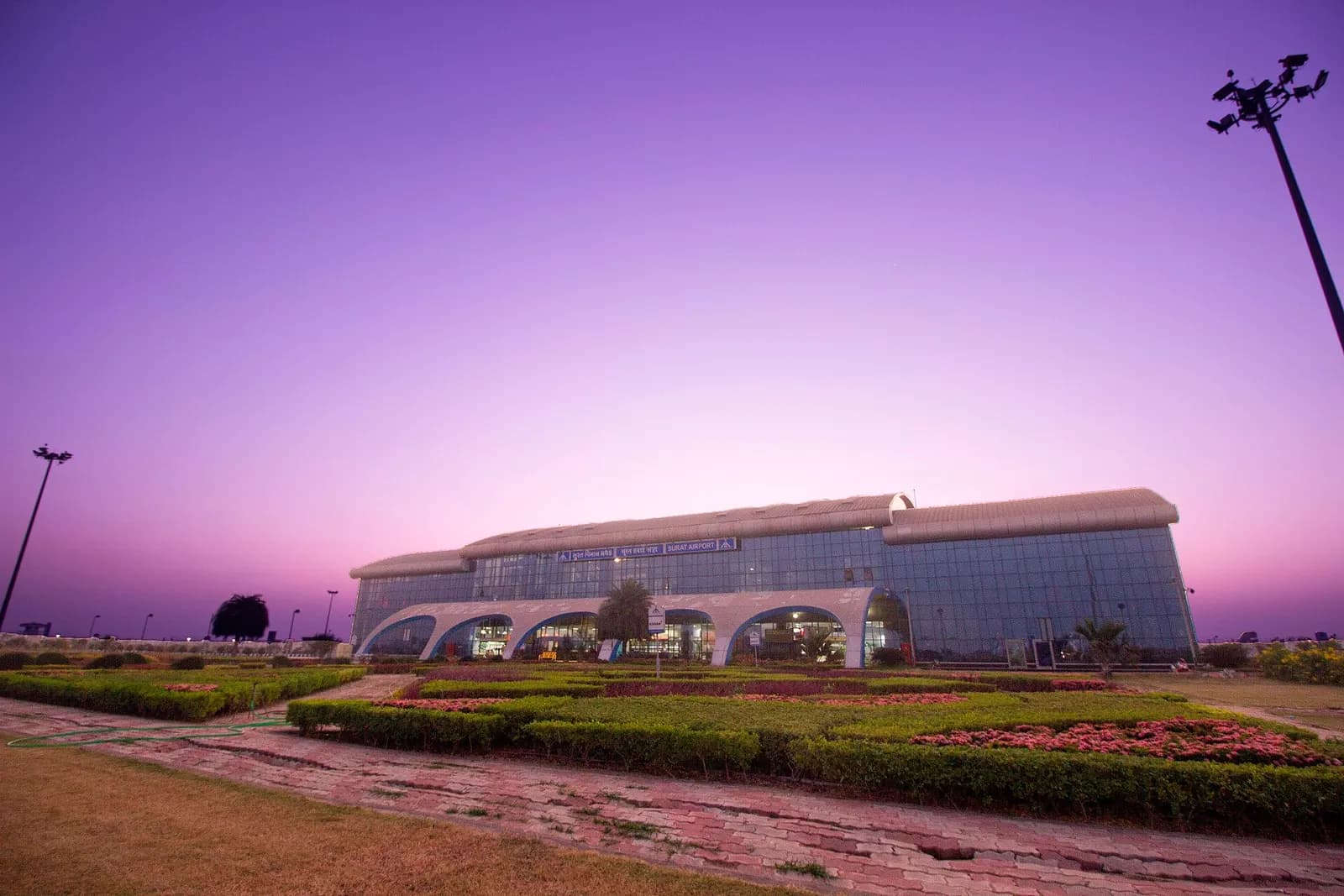 Surat Airport terminal building in early morning