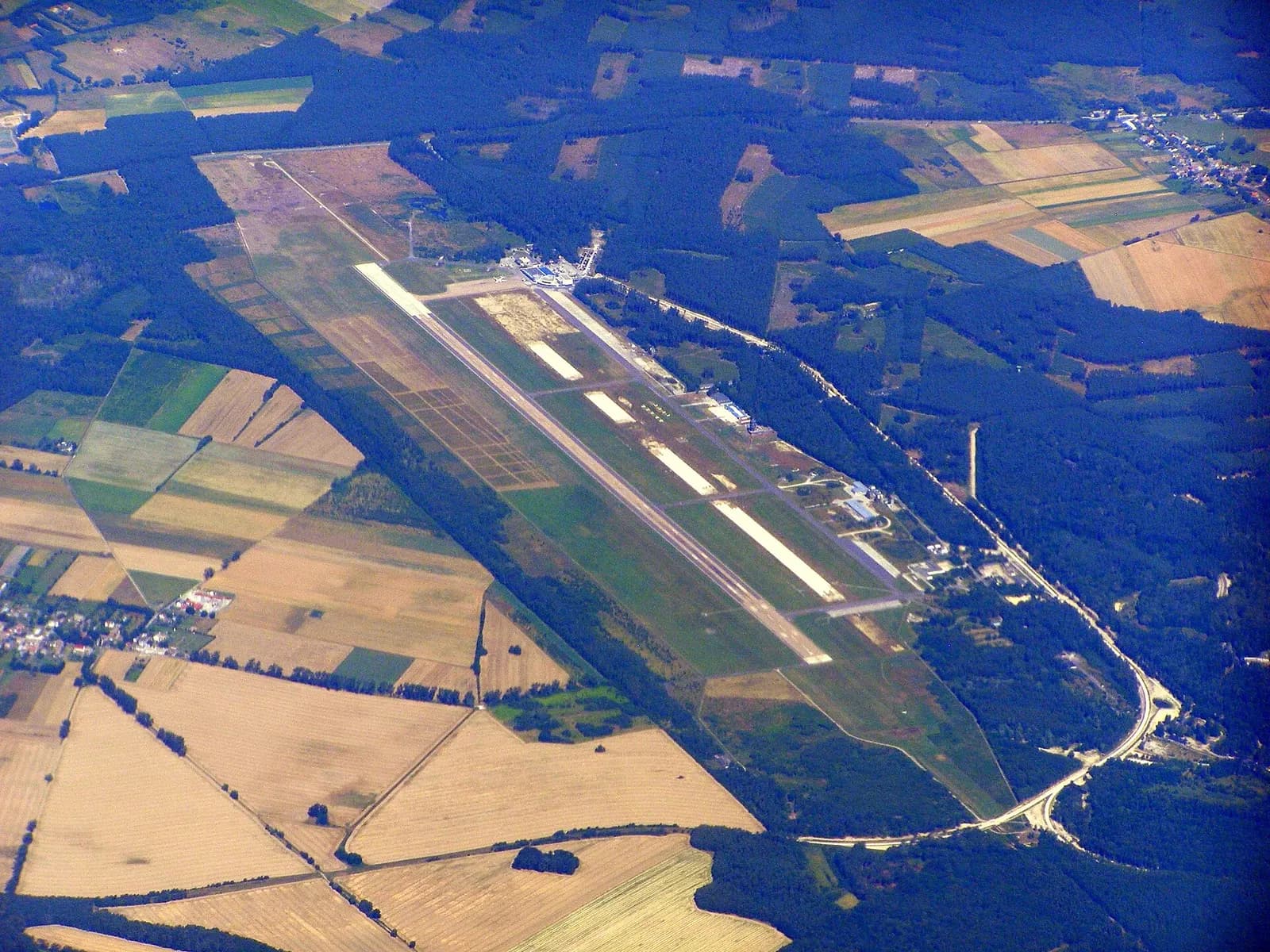 Aerial view of Solidarity Szczecin–Goleniów Airport campus