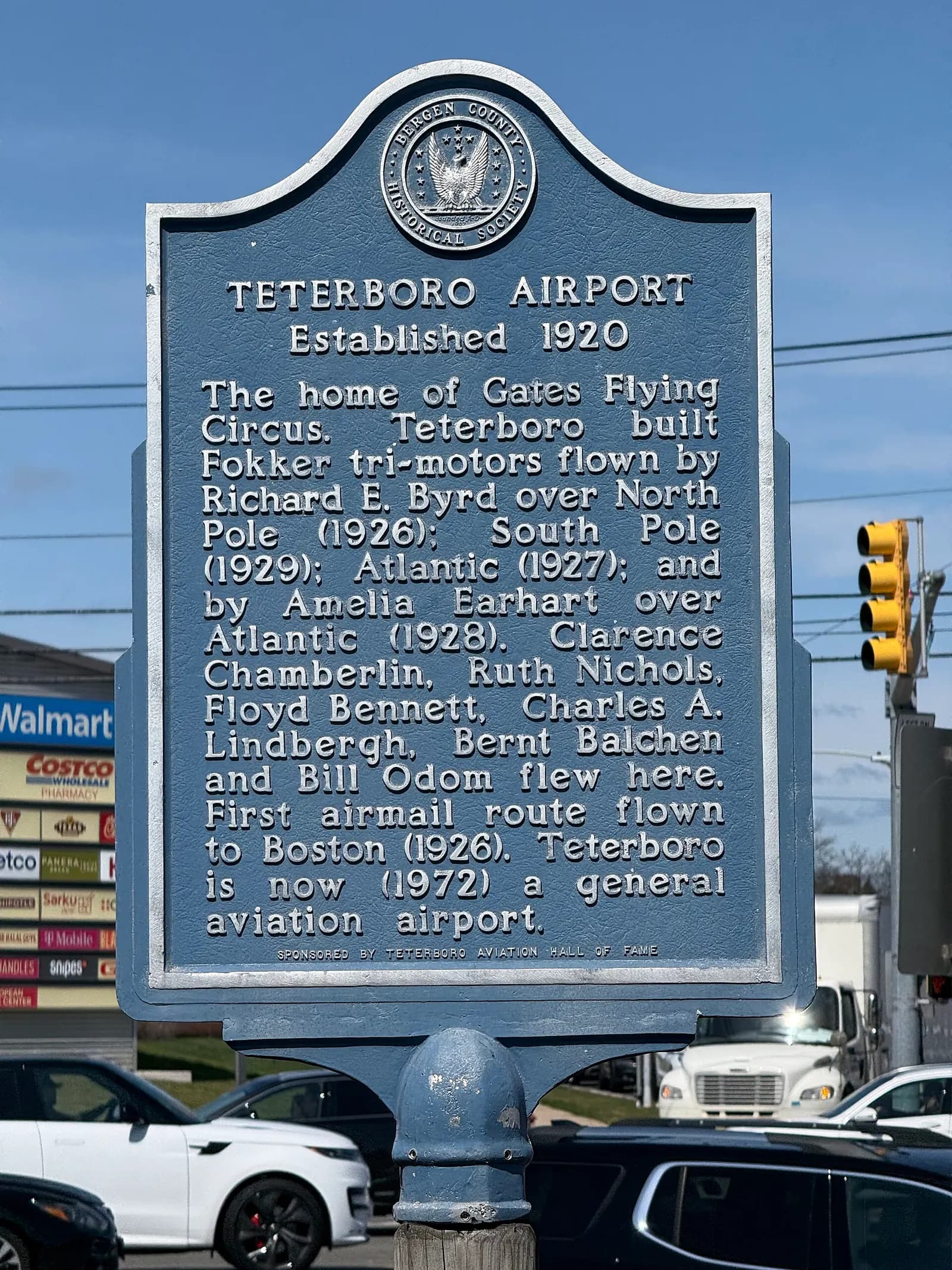 Historical marker for Teterboro Airport in Teterboro, Bergen County, New Jersey