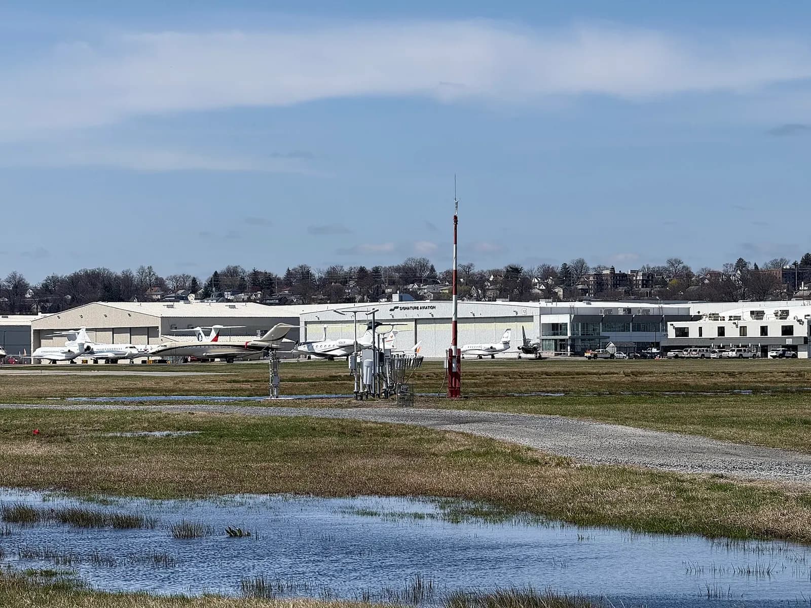 View towards the Automated Surface Observing System (ASOS) at Teterboro Airport in Teterboro, Bergen County, New Jersey