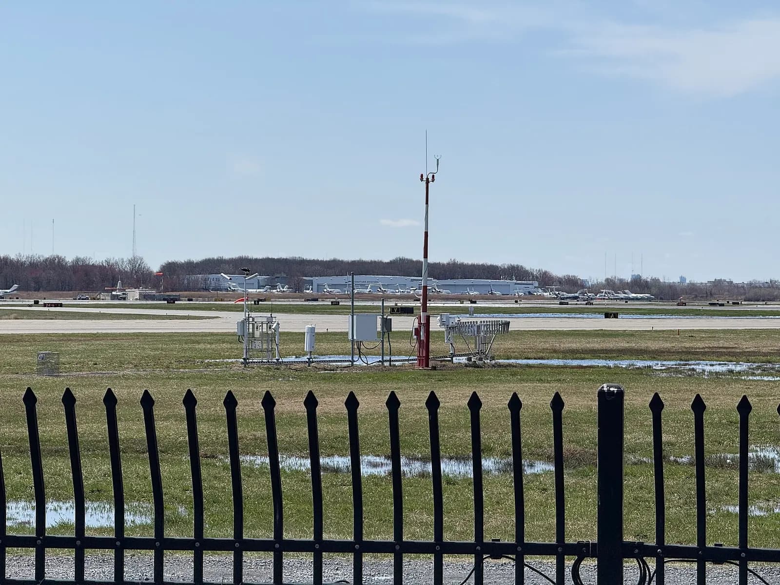 View towards the Automated Surface Observing System (ASOS) at Teterboro Airport in Teterboro, Bergen County, New Jersey