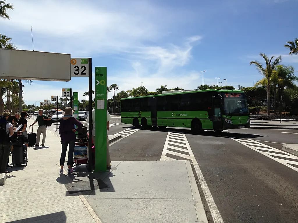 TITSA bus interchange stops outside Tenerife South Airport