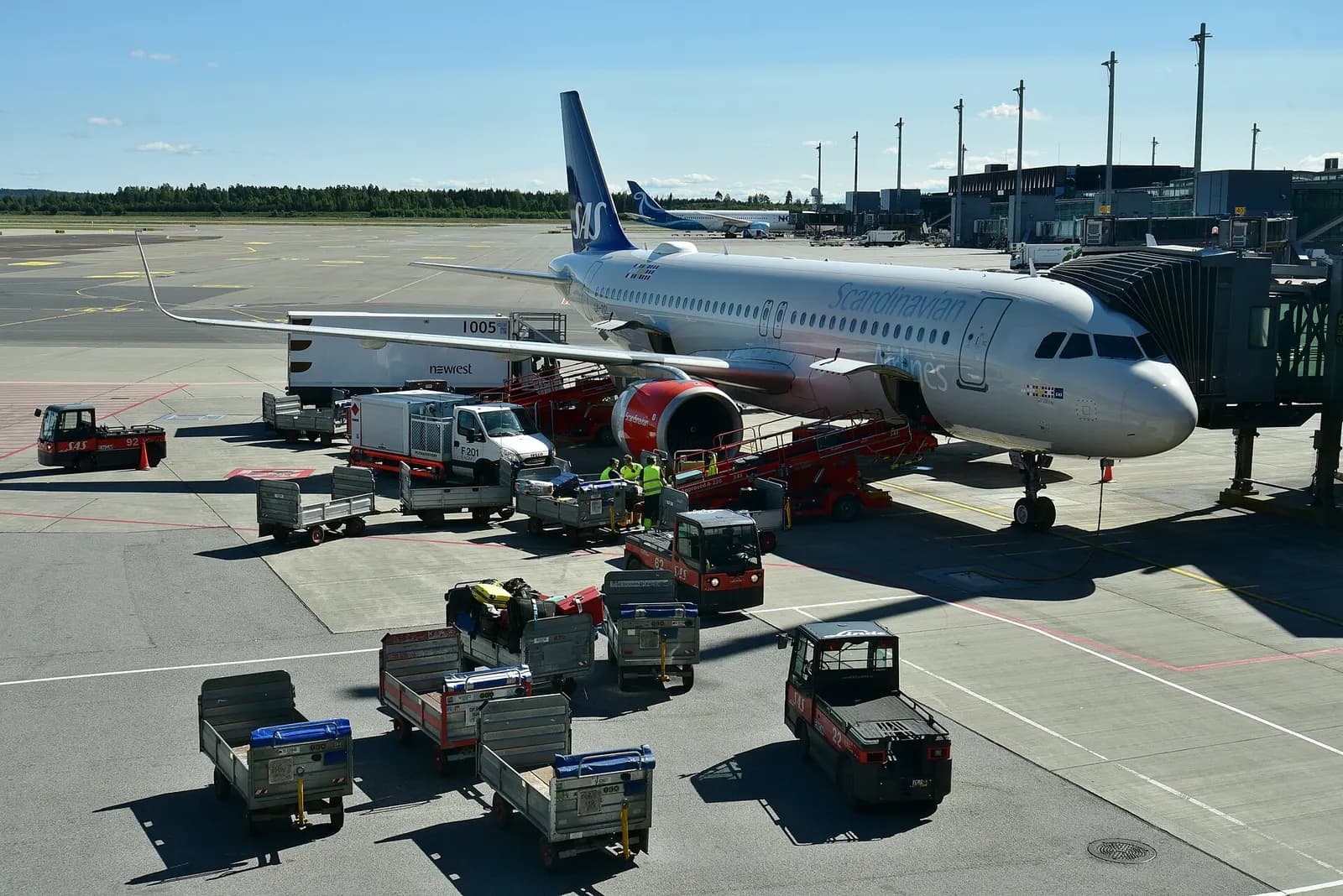 Scandinavian Airlines Airbus A320-251N LN-RGL Sol Viking pauses at Oslo Airport, Gardermoen (OSL/ENGM), near Oslo, Norway, between arriving from Tromsø Airport (TOS/ENTC), Norway, as SK4411 and departing for Bodø Airport (BOO/ENBO), Norway, as SK4112