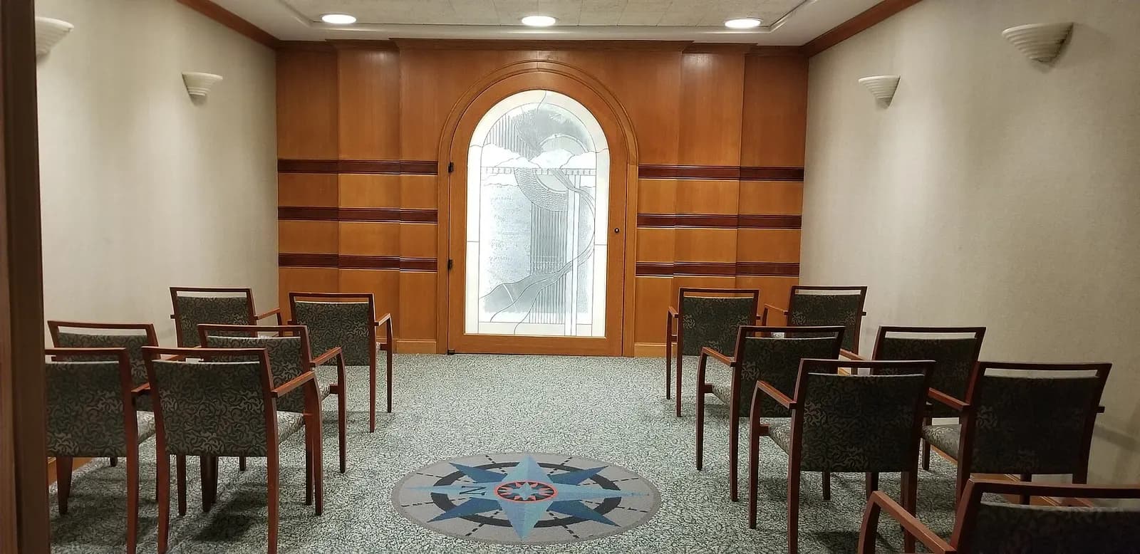 Interior of the Interfaith Room at Tampa International Airport (TPA) located next to the Airside F shuttle in the Main Terminal.