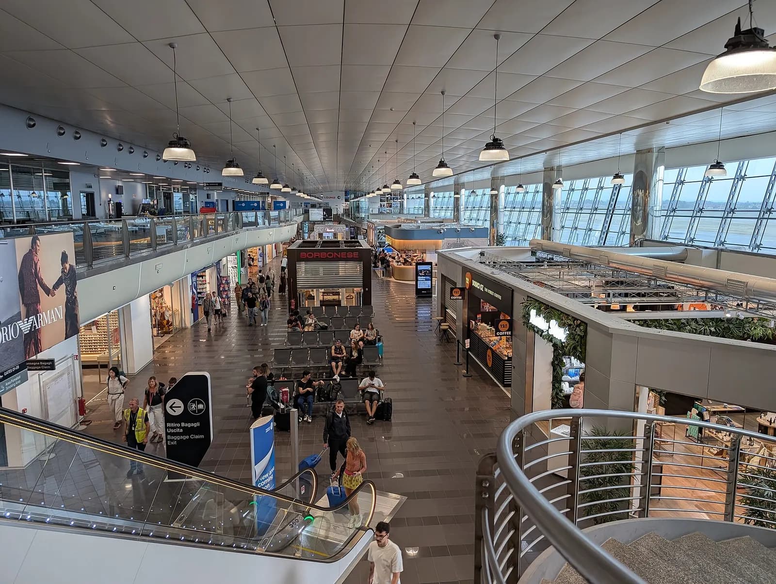 Departures kerb and terminal façade at Turin Caselle Airport