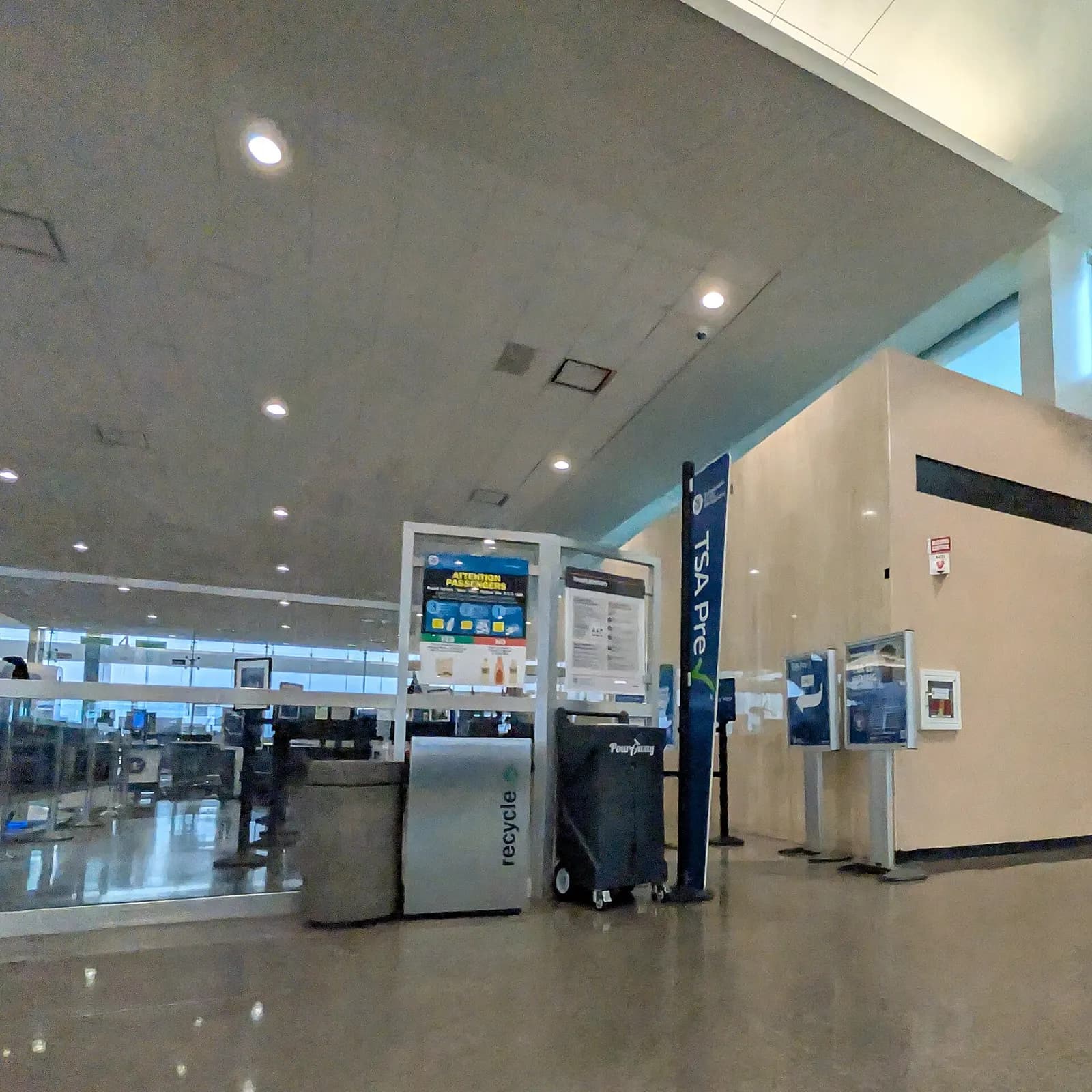 TSA PreCheck entrance to the single security checkpoint at Tulsa International Airport in October 2025.