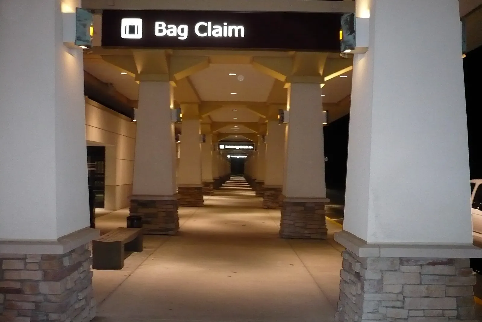 Bag Claim canopy at Cherry Capital Airport at night, 19 November 2007
