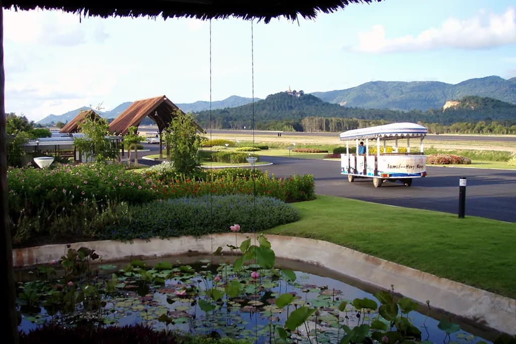 Exterior view of Samui Airport open-air terminal campus