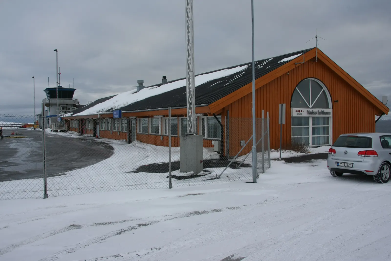 Vadsø Airport terminal in winter