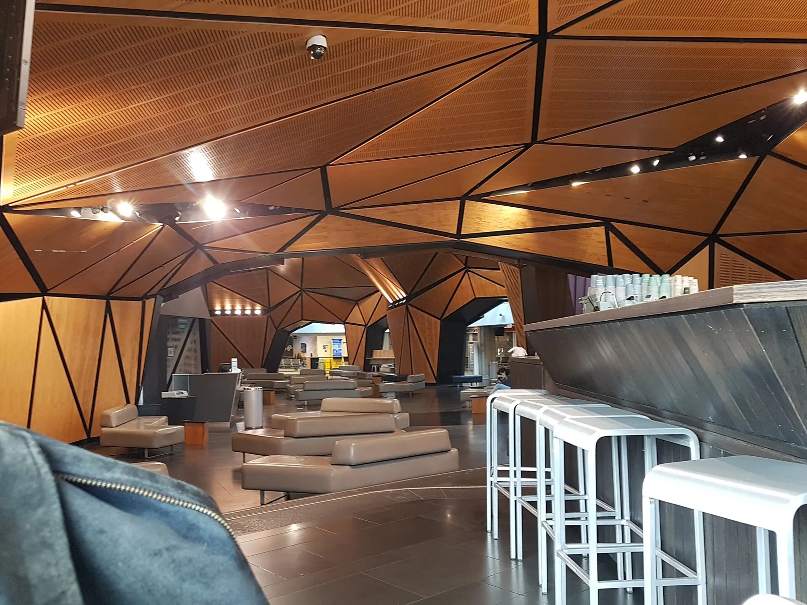 International terminal interior seating under The Rock at Wellington Airport