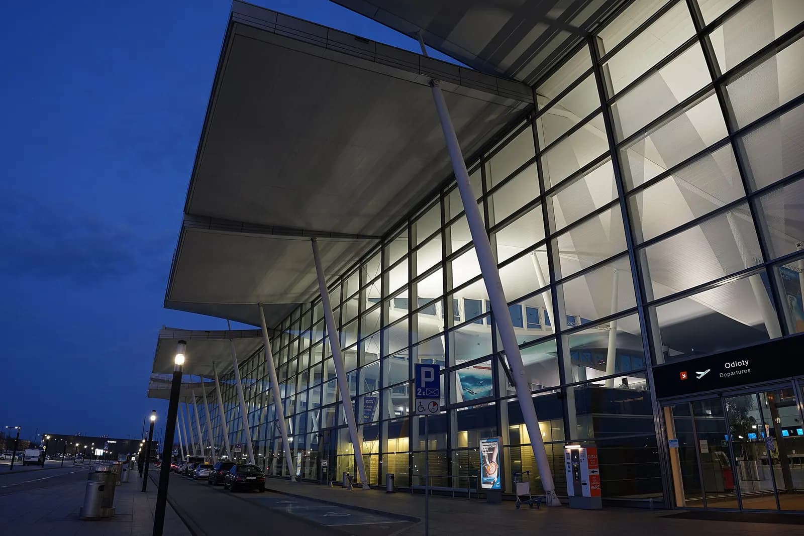 Exterior of Port Lotniczy Wrocław passenger terminal.