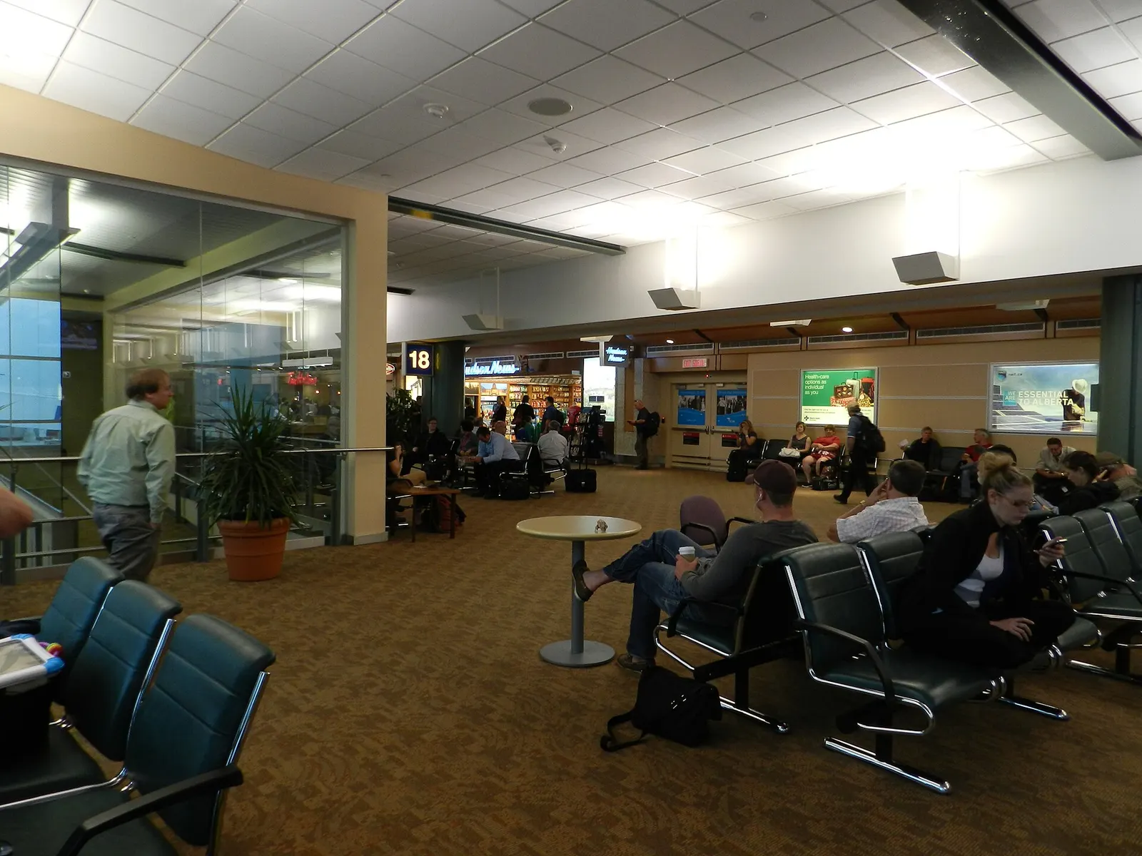 Gate 18 seating area inside Edmonton International Airport