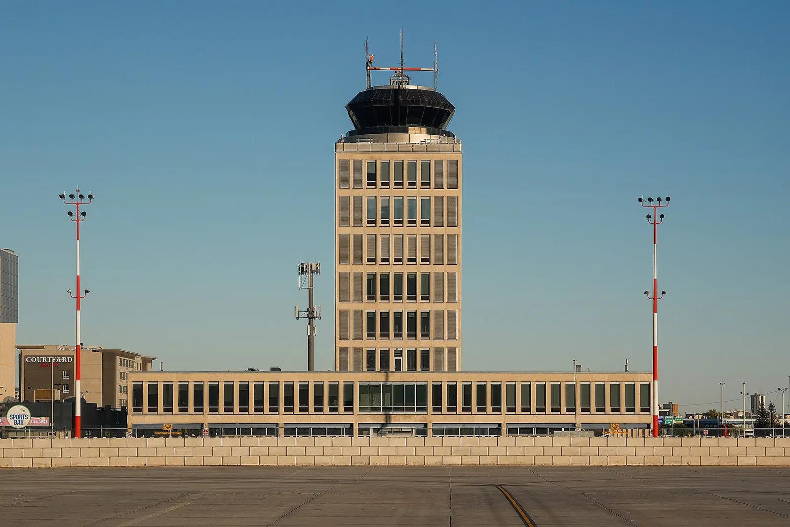 1960s NAV CANADA control tower and Courtyard Marriott at Winnipeg Richardson