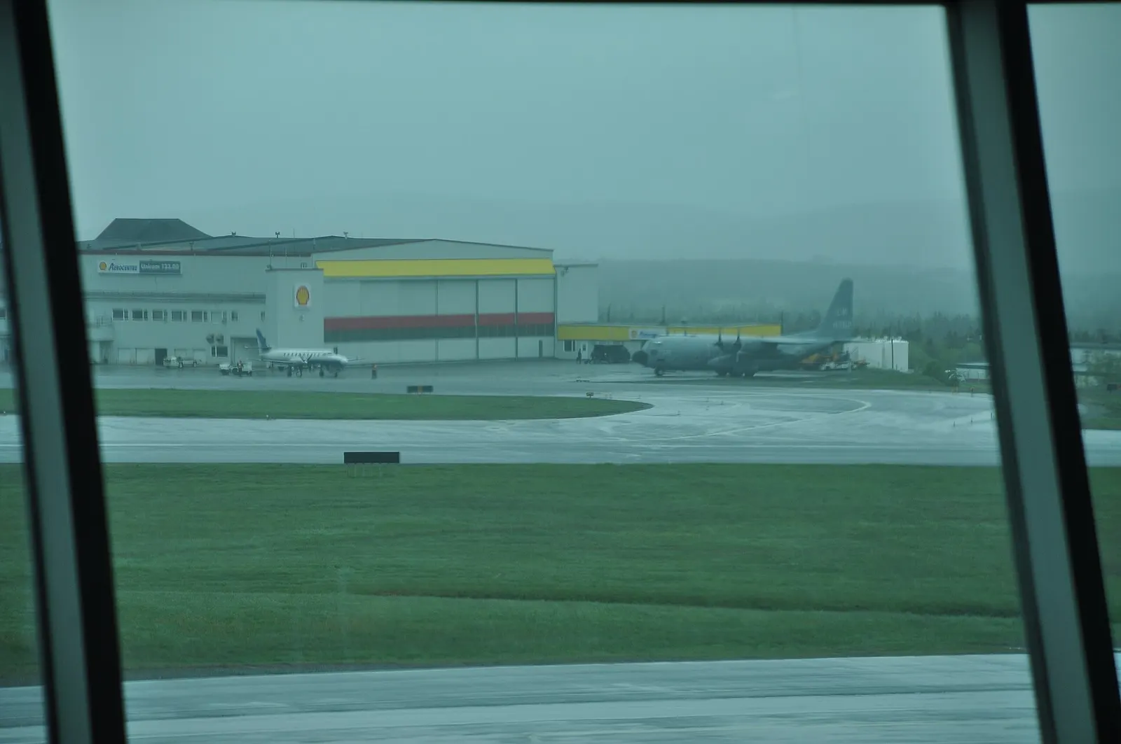 Interior viewing gallery at St. John's International Airport looking toward the airfield windows, June 2016.