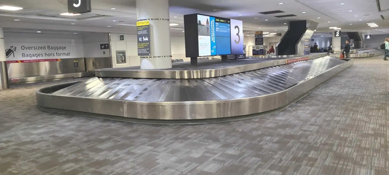 Baggage claim carousel 3 at Terminal 3 of Toronto Pearson International Airport (YYZ)