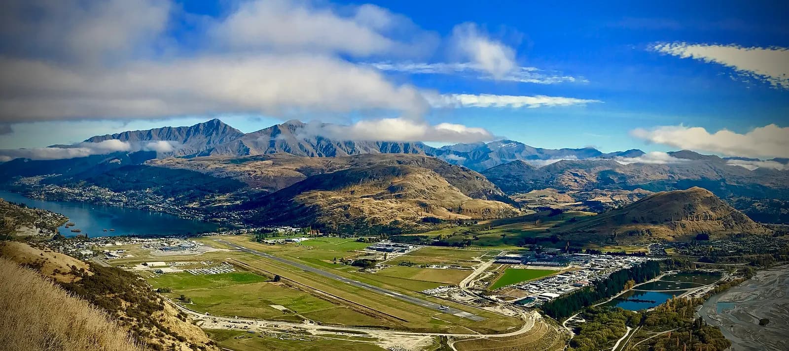 Queenstown Airport as seen from the road to The Remarkables.