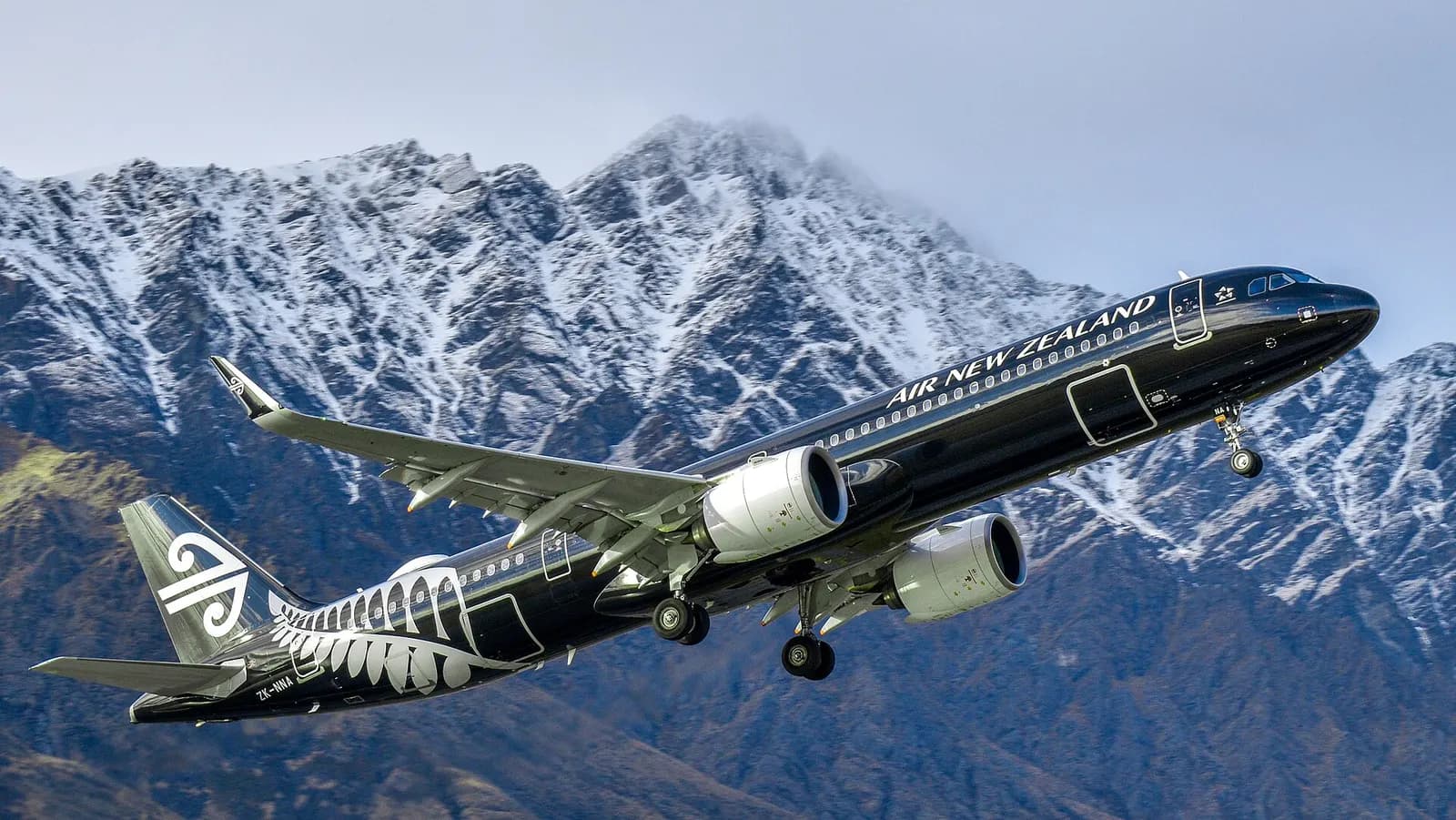An Air New Zealand Airbus A321-271NX registration ZK-NNA taking off from Queenstown Airport
